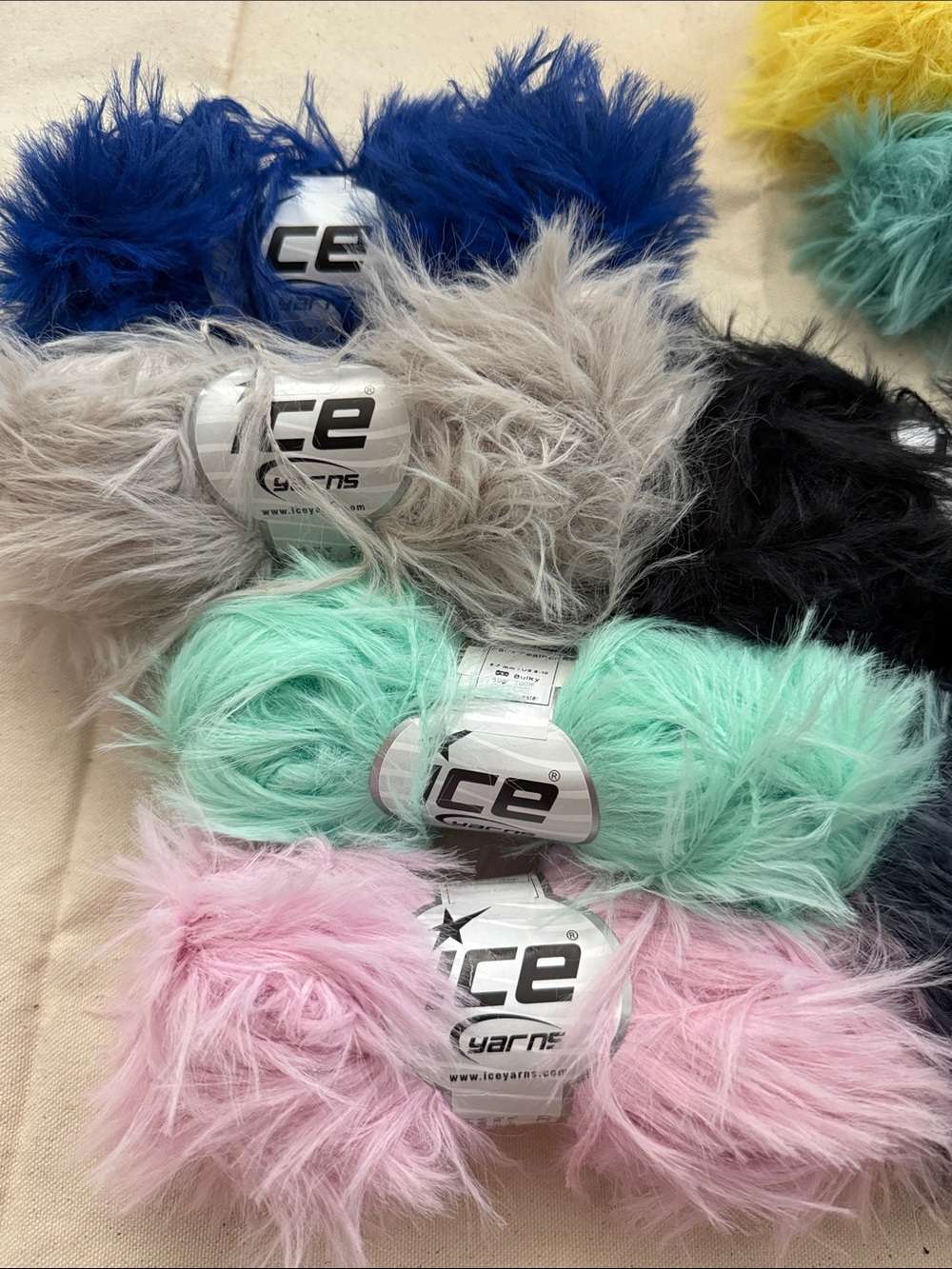 Ice Yarns Fluffy Faux Fur Eyelash Feather Yarn Bundle
